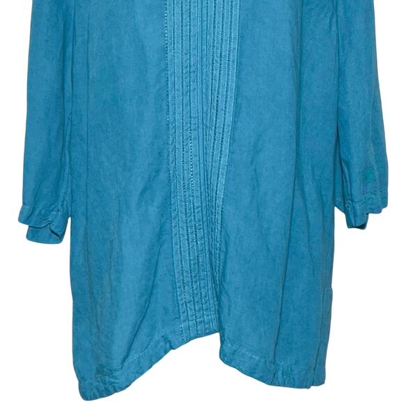 Soft Surroundings Camellia Pullover Tunic Linen Blend Teal Blue L - Picture 4 of 9